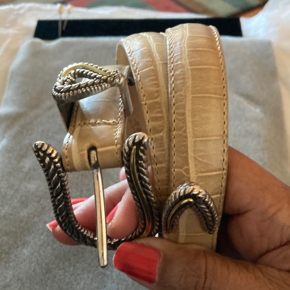 Brighton CLASSICS Beige Leather Belt with Silver Accents - Picture 5 of 5